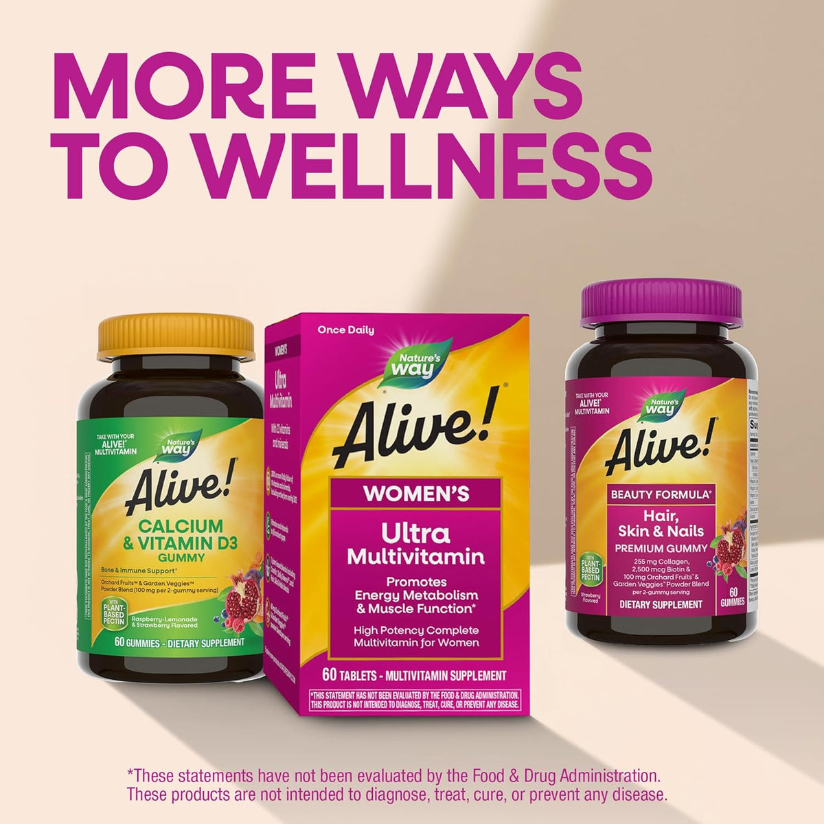 Nature's Way Alive! Women's Ultra Multivitamin, High Potency, 60 ct | Complete Daily Women's Vitamins, Promotes Energy Metabolism and Muscle Function*, Vitamin A, C, D, Methylated B12