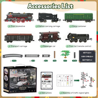 Remote Control Train Set for Kids 3+, Electric Train with Smoke & Lights