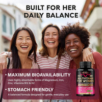 Multivitamin for Women 47in1 - B-Complex, Biotin, D3 & K2, Iron - 90 Caps | Womens Multivitamin - Whole Foods | Hair Growth Support | Digestion & Metabolism - Bioavailable & Gentle on Stomach - 1/Day