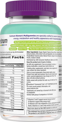 Centrum MultiGummies for Women 18 and Over, 100 Count | Contains Vitamin D3, B Vitamins and Antioxidant Vitamins C and E, Gluten Free, Non-GMO Ingredients, GLP-1 Support