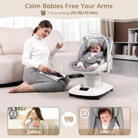 Baby Swings for Infants, Electric 3D-Motion Baby Swings with 7 Modes, 5-Point Harness, APP Control (7-33lbs)