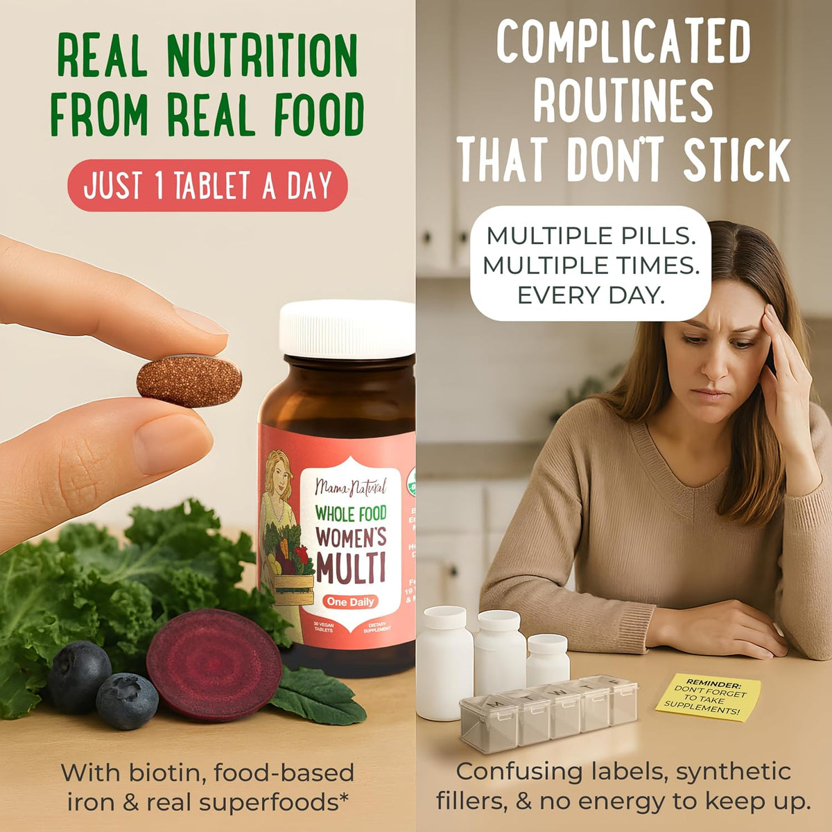 Mama Natural Organic Women's Multivitamin – Whole Food Based