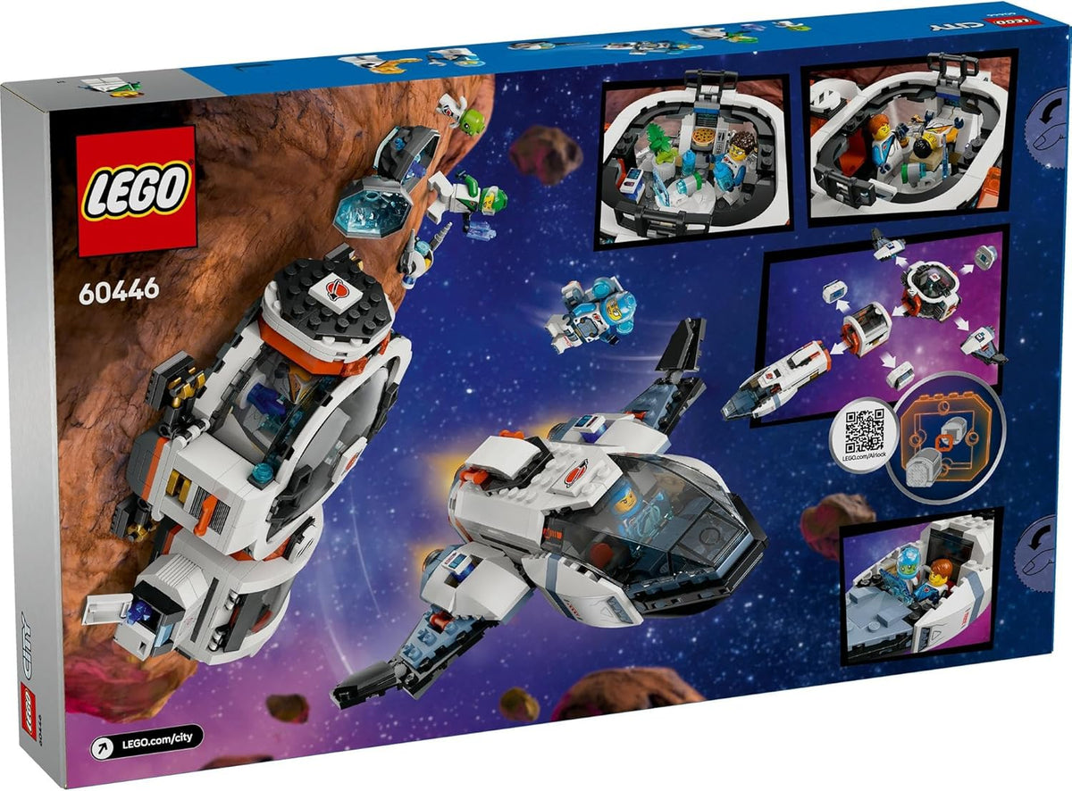 LEGO City Modular Galactic Spaceship Toy for 7+ Year Old Boys & Girls, Building Set with 4 Astronaut Minifigures & an Alien Figure, Kids Space Rocket Toy, STEM Construction Block Playset 60446