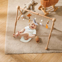 Promise Babe Baby Play Gym Wooden Infant Activity Gym with 5 Detachable Toys