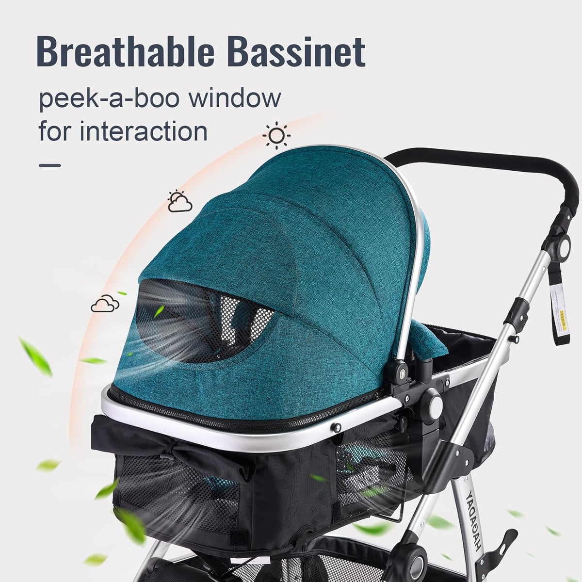 Baby Stroller, 2-in-1 Reversible Toddler Seat with Bassinet Mode, Foldable Infant Stroller with Canopy