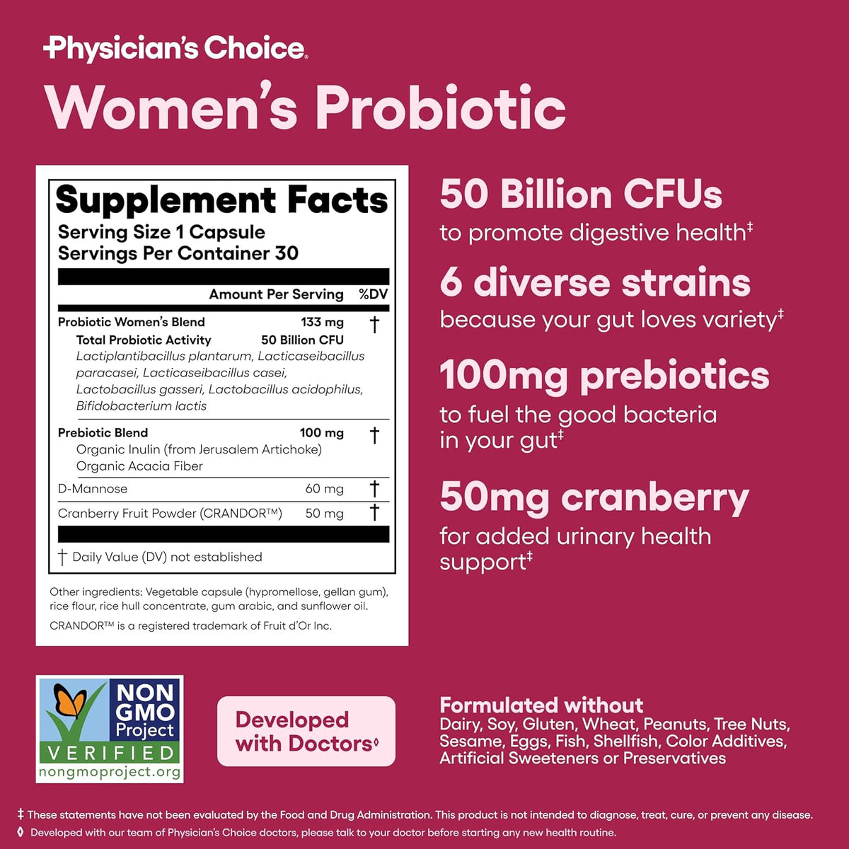 Physician's CHOICE Probiotics for Women 50 Billion CFU-Made in USA
