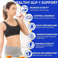 GLP-1 Supplement for Women & Men, 43-in-1 Natural Complex to Boost GLP-1 Levels, Support Appetite Control, Satiety, Metabolism & Digestive Health, Probiotic Nutritional Supplements - 60 Capsules