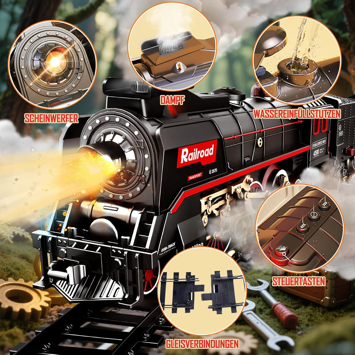 Electric Train Toy, Railway Children with Steam,3-8 yrs