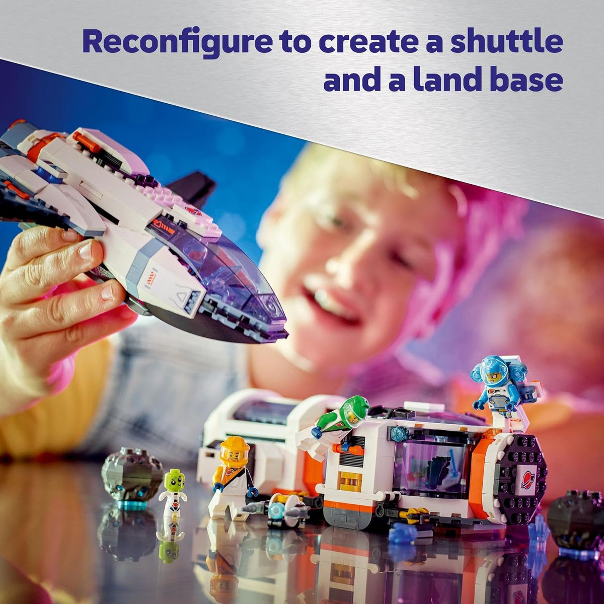 LEGO City Modular Galactic Spaceship Toy for 7+ Year Old Boys & Girls, Building Set with 4 Astronaut Minifigures & an Alien Figure, Kids Space Rocket Toy, STEM Construction Block Playset 60446