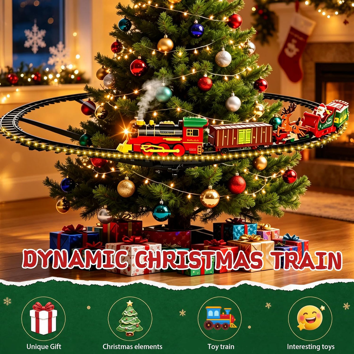 LUKIUP Christmas Tree Train, Classic Christmas Train Set Suitable for Adults