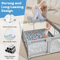 Baby Playpen 180 x 150CM, Extra Large Baby Play Pen for Babies and Toddlers, Baby Fence Play Pens Indoor & Outdoor Activity Center with Ocean Balls and Pull Rings