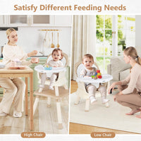 INFANS 8 in 1 Baby High Chair, Convertible Highchair for Babies and Toddlers(Light Brown)