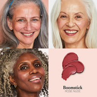 Boomstick Rose Nude ® All-in-One Cream Blush for Cheeks, Eyes & Lips, Long-Wearing, Blendable Makeup Blush Stick for Mature Skin, Cruelty-Free Lip Cheek Tint with Skincare Benefits-Rose Nude