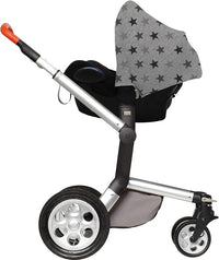 Dooky Hoody Cover for Baby Car Seat/Pram/Stroller/Pushchair, Universal Fit, Protects from Sun, Wind and Light Rain, UPF 50+ UV Protection, Easy to Install and Wash, Grey Stars