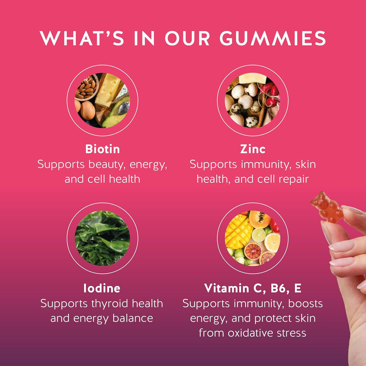 Biotin Gummies for Hair, Skin & Nails. 5,000 mcg 90 Gummies-usa made