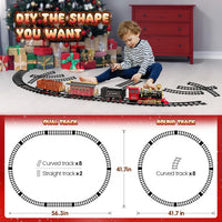Train Set - Updated Electric Train Toy for Boys w/Smokes, Lights &Sound, Railway Kits w/Steam Locomotive Engine, Cargo Cars & Tracks, Gifts for 3 4 5 6 7 8+ Year Old Kids