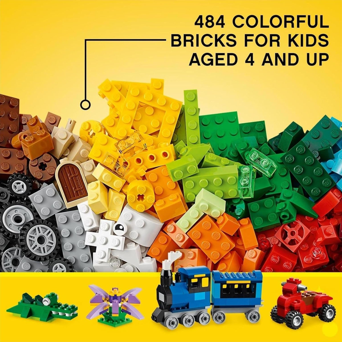 LEGO Classic Medium Creative Brick Box, Colourful Building Bricks Set, Kids' Toys for 4+ Year