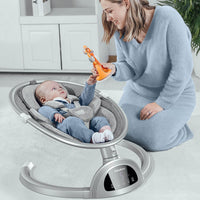BabyBond Baby Swings for Infants, Bluetooth Infant Swing with Music Speaker, 3 Seat Positions, 5 Point Harness Belt, 5 Speeds (Silver)
