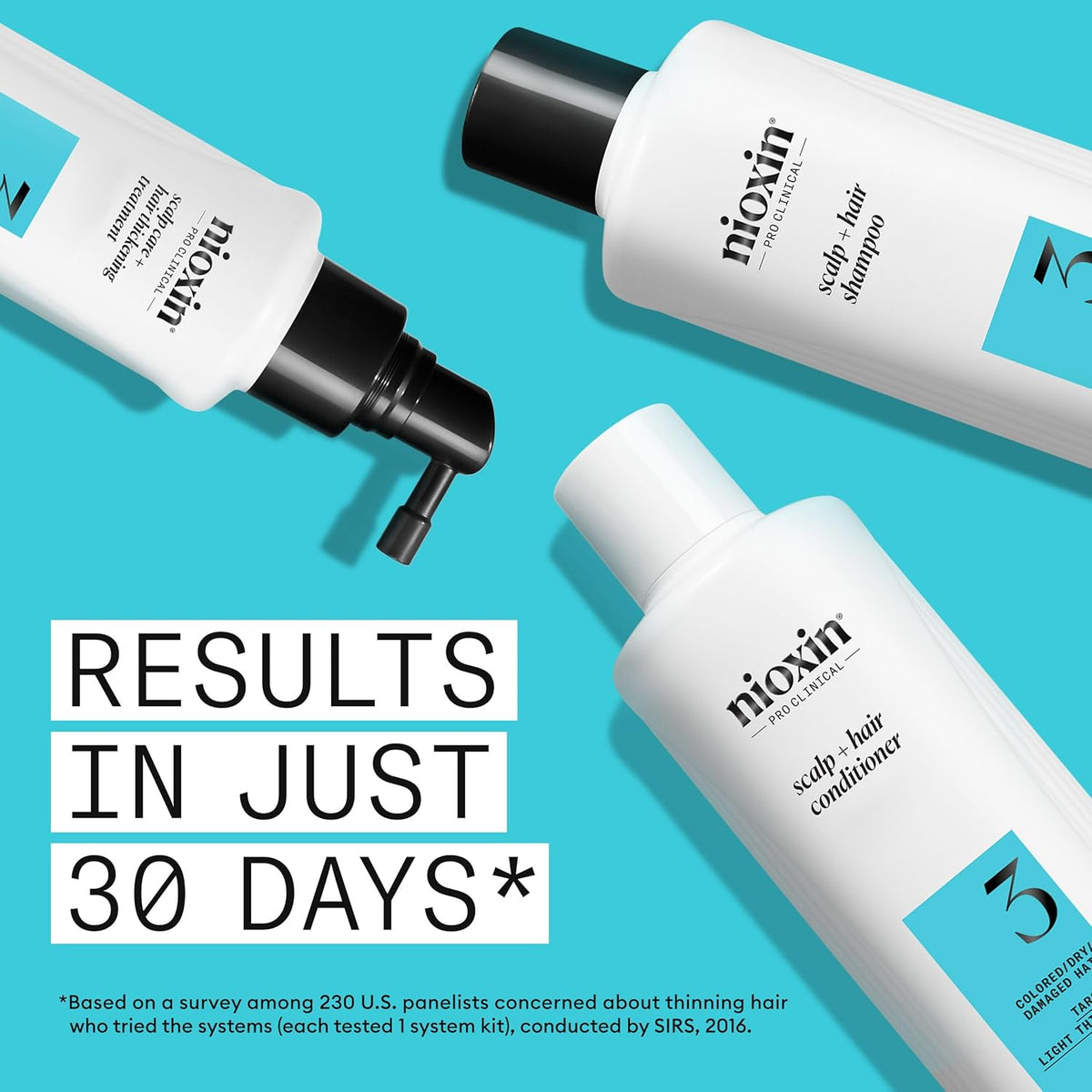 Nioxin Scalp + Hair Thickening System Kits | For Natural, Colored, & Damaged Hair with Light to Progressed Thinning | Strengthen & Boost Hair Density with Niacinamide & Biotin | 1 Month Supply