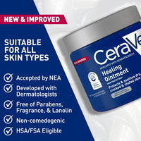 CeraVe Healing Ointment, Hydrating Skin Protectant With Petrolatum, Hyaluronic Acid & Ceramides 12oz