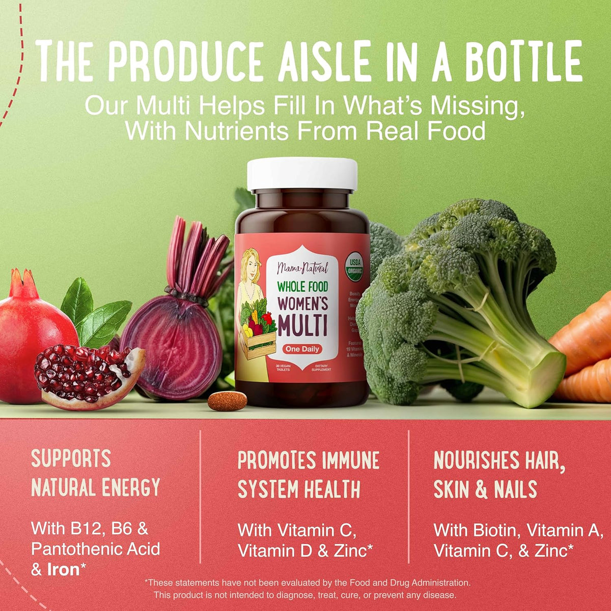 Mama Natural Organic Women's Multivitamin – Whole Food Based