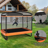 Giantex 6 Ft Kids Trampoline with Swing, Max Load 220lbs, Indoor Small Trampoline for 2 Kids
