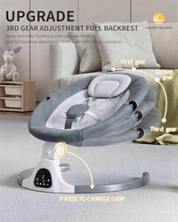 Baby Swings for Infants to Toddler-Electric Bluetooth Infant Swing with Remote Control, Rocker with 5 Speeds, 5-Point Harness,3 Seat Positions,12 Preset Lullabies (Grey)