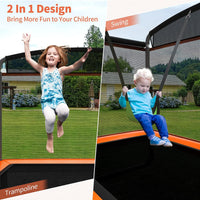 Giantex 6 Ft Kids Trampoline with Swing, Max Load 220lbs, Indoor Small Trampoline for 2 Kids