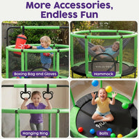 Hurtle 55" Trampoline for Kids with Safety Enclosure - 440lbs Capacity Indoor/Outdoor Toddler Trampoline