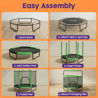 Hurtle 55" Trampoline for Kids with Safety Enclosure - 440lbs Capacity Indoor/Outdoor Toddler Trampoline