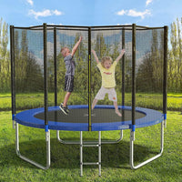 8FT Trampoline for Kids with Safety Enclosure Net，Outdoor Trampoline with Basketball Hoop