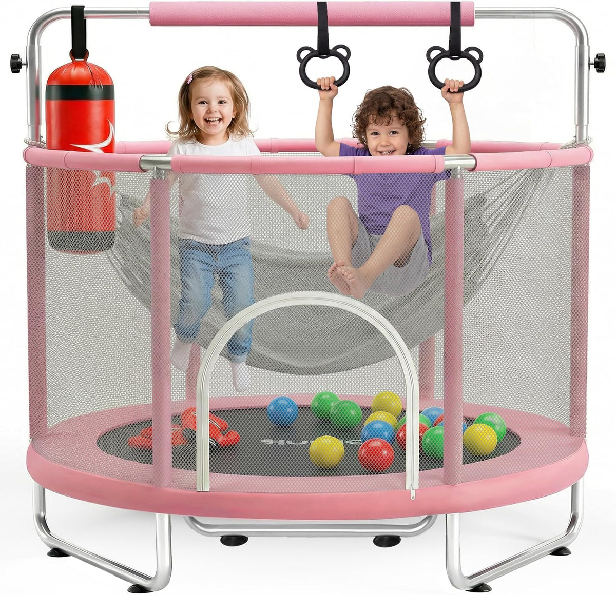 Hurtle 55" Trampoline for Kids with Safety Enclosure - 440lbs Capacity Indoor/Outdoor Toddler Trampoline