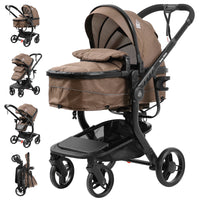 Luxury High Landscape Baby Stroller & Bassinet Travel System | One-Button Fold | High View | Australian Standard Certified | Baby Glide Black Stroller