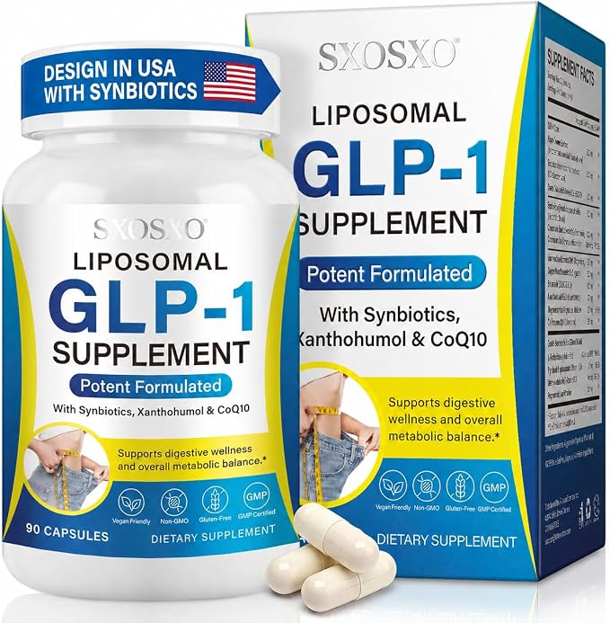 SXOSXO GLP-1 Supplement – Appetite Control Formula with Synbiotics - Prebiotic and Probiotic for Women & Men,90 Capsules