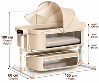 BabyGlide Electric Baby Bassinet with 5 Swing Speeds and Mosquito Net,Beige