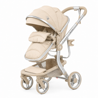 Baby Glide 2-in-1 Luxury Baby Stroller & Bassinet – Reversible Seat, One-Hand Fold, UPF50+ Canopy, Adjustable Handlebar,Lightweight Aluminum Frame (Beige)