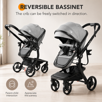 Baby Glide Luxury Reversible Baby Stroller – High Landscape Pram with Adjustable Push Handle, One-Hand Fold