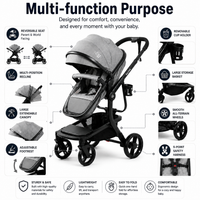 Baby Glide Luxury Reversible Baby Stroller – High Landscape Pram with Adjustable Push Handle, One-Hand Fold
