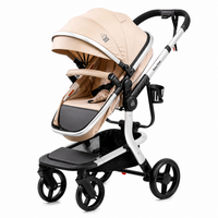 Luxury High Landscape Baby Stroller & Bassinet Travel System | One-Button Fold | High View | Australian Standard Certified | Baby Glide Beige Stroller