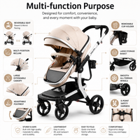 Luxury High Landscape Baby Stroller & Bassinet Travel System | One-Button Fold | High View | Australian Standard Certified | Baby Glide Beige Stroller