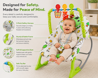 Baby Rocker Bouncer Chair with Human-Like Vibration, 3-Point Safety Harness, Interactive Toy Bar & Comfortable Infant Seat for Newborns and Babies