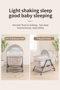 Baby Bassinet Bedside Sleeper with Mosquito Net, Portable Folding Crib, Breathable Mesh Sides, Storage Basket & Lockable Wheels for Newborns and Infants,Grey