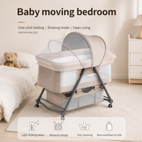 Baby Bassinet Bedside Sleeper with Mosquito Net, Portable Folding Crib, Breathable Mesh Sides, Storage Basket & Lockable Wheels for Newborns and Infants,Grey