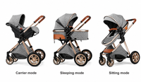 Luxury 2-in-1 High View Baby Stroller & Bassinet Pram | One-Hand Fold | Reversible Seat | Australian Standard Tested | Grey