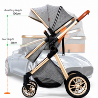 Luxury 2-in-1 High View Baby Stroller & Bassinet Pram | One-Hand Fold | Reversible Seat | Australian Standard Tested | Grey
