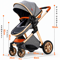 Luxury 2-in-1 High View Baby Stroller & Bassinet Pram | One-Hand Fold | Reversible Seat | Australian Standard Tested | Grey