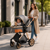 Luxury 2-in-1 High View Baby Stroller & Bassinet Pram | One-Hand Fold | Reversible Seat | Australian Standard Tested | Grey