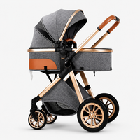 Luxury 2-in-1 High View Baby Stroller & Bassinet Pram | One-Hand Fold | Reversible Seat | Australian Standard Tested | Grey