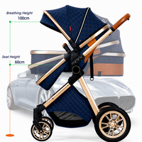 Luxury High View Baby Stroller & Bassinet Pram | One-Second Fold | Lightweight Aluminum Frame | 300D Linen Fabric | EVA Wheels | Australian Standard Tested | Grey