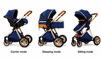 Luxury High View Baby Stroller & Bassinet Pram | One-Second Fold | Lightweight Aluminum Frame | 300D Linen Fabric | EVA Wheels | Australian Standard Tested | Grey
